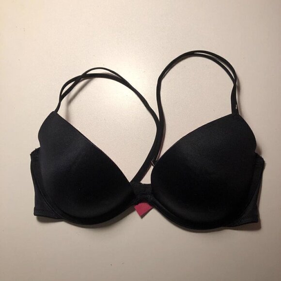 Victoria's Secret PINK 34C Wear Everywhere Push Up Black underwire Bra 4124 - Picture 2 of 6